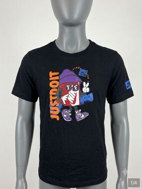 Nike Black Short Sleeve Tee with Orange, Purple & Blue Graphic